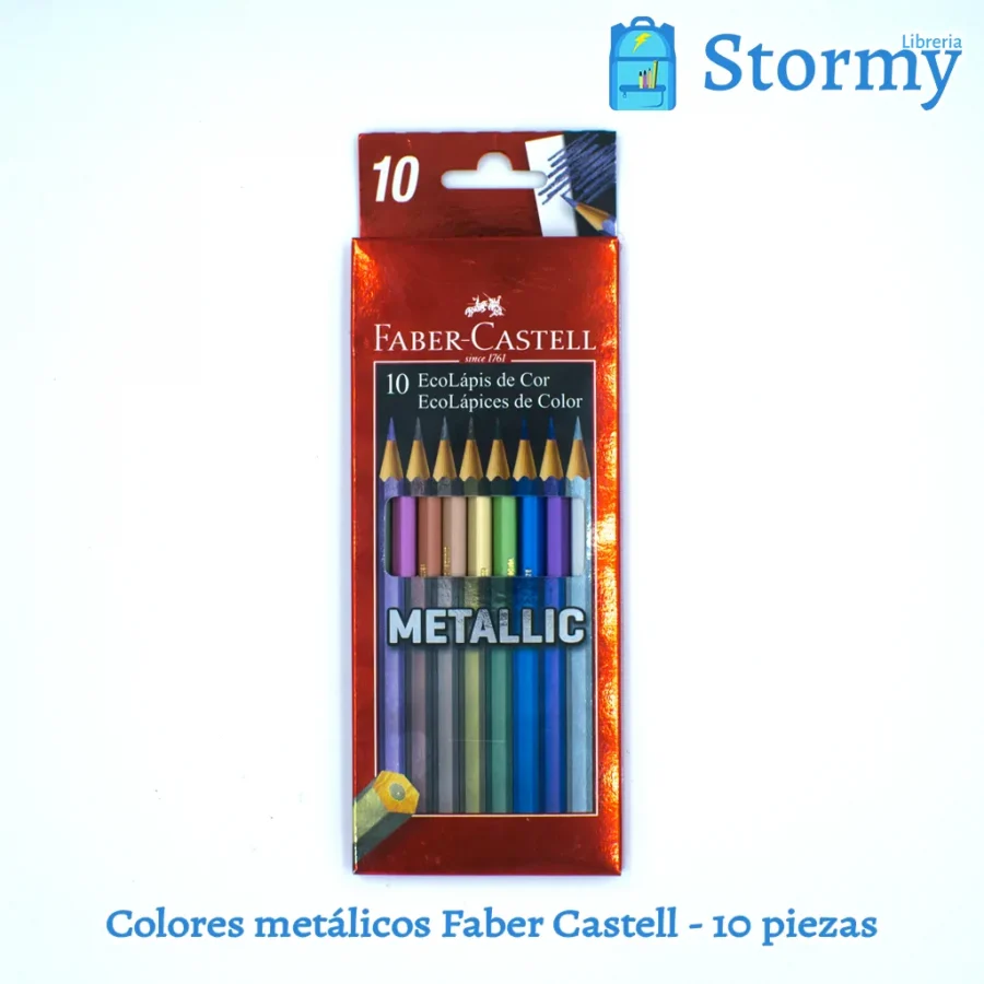 Colores metálicos Faber Castell - 10 piezas adelante