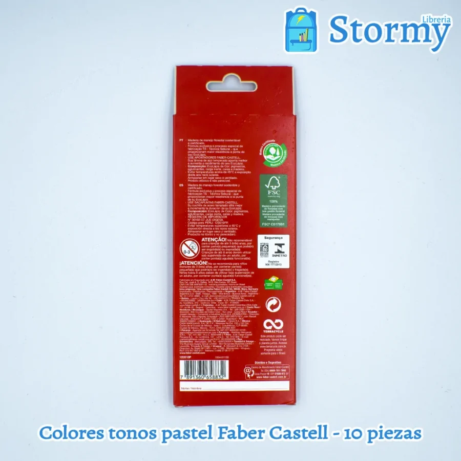 Colores tonos pastel Faber Castell - 10 piezas atrás