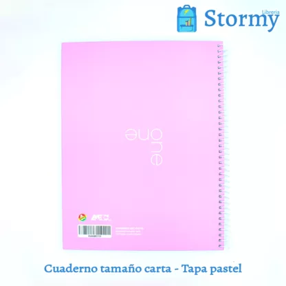 Cuaderno tamaño carta tapa pastel lila atrás