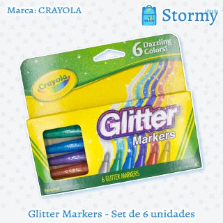 Glitter markers set de 6 unidades