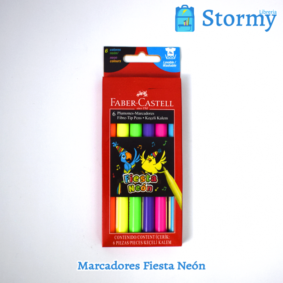 Marcadores Fiesta Neón marca Faber Castell adelante