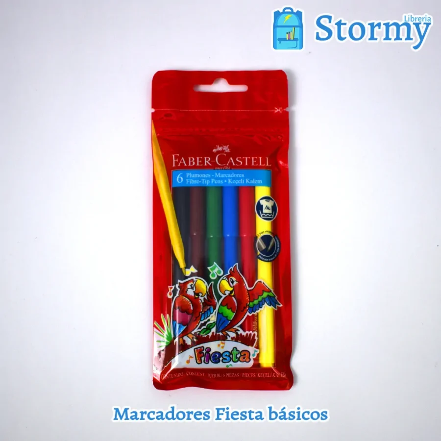 Marcadores Fiesta básicos marca Faber Castell adelante