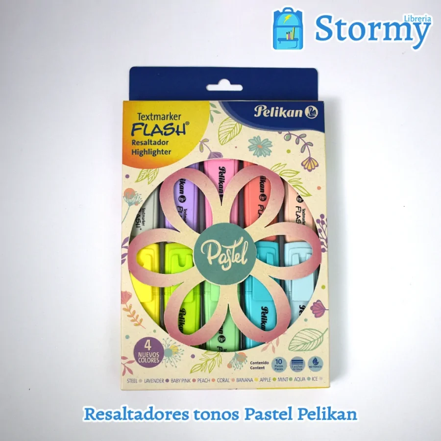 Resaltadores tonos pastel marca Pelikan adelante