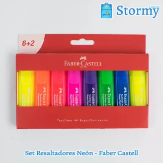 Set resaltadores Neon marca Faber Castell delante