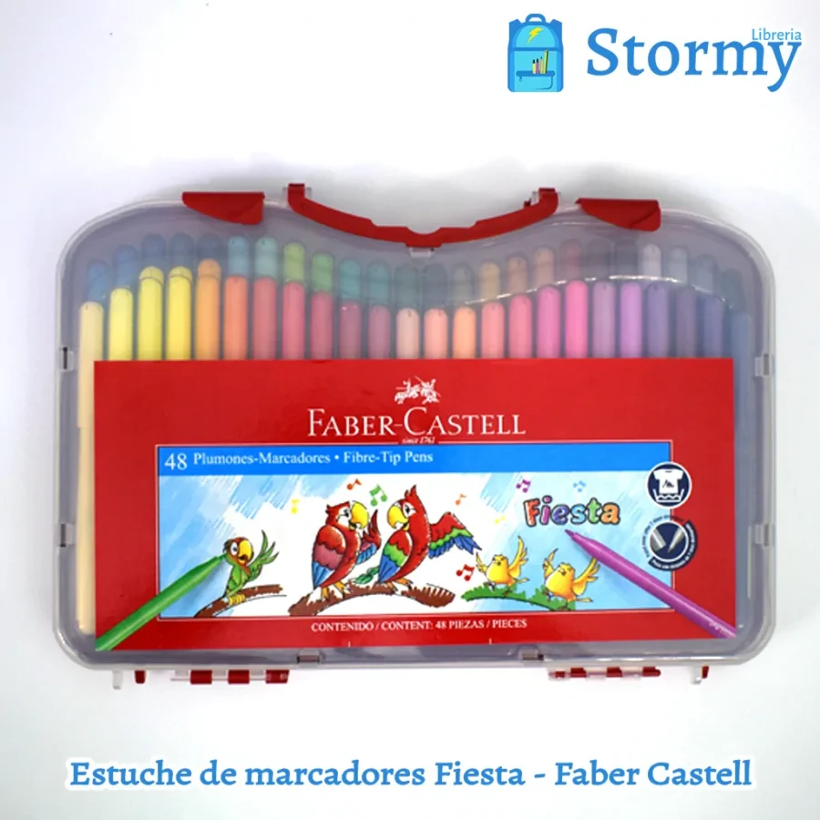 estuche de marcadores fiesta marca Faber Castell adelante