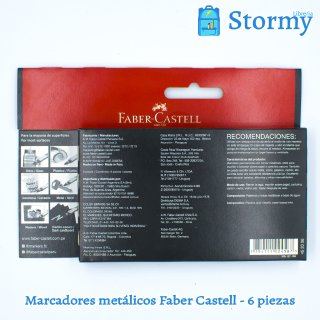 marcadores metálicos Faber Castell de seis piezas atras