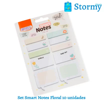 Set smart notes floral 10 unidades