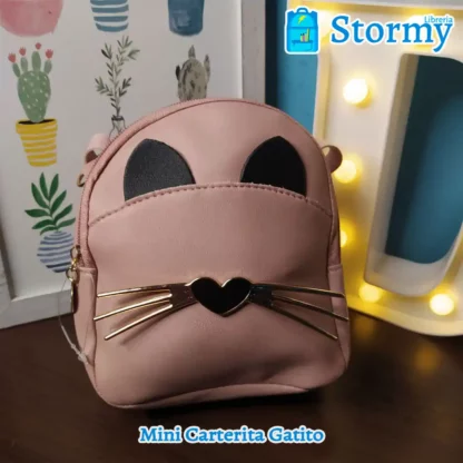 mini carterita gatito rosado