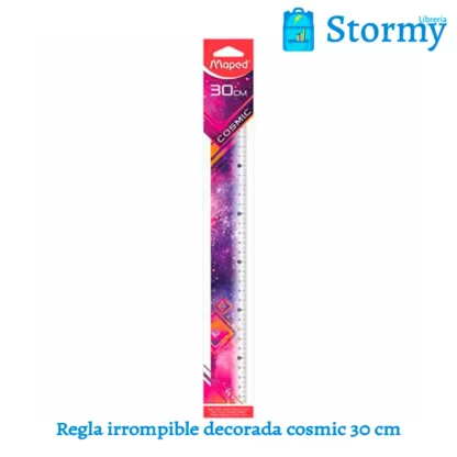 regla irreompible decorada cosmic 30 cm lila