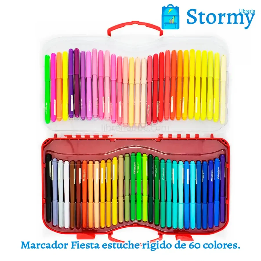 marcador fiesta estuche rigido de 60 colores 1