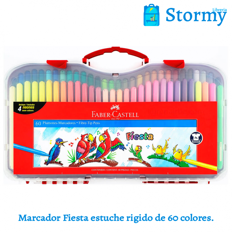 marcador fiesta estuche rigido de 60 colores