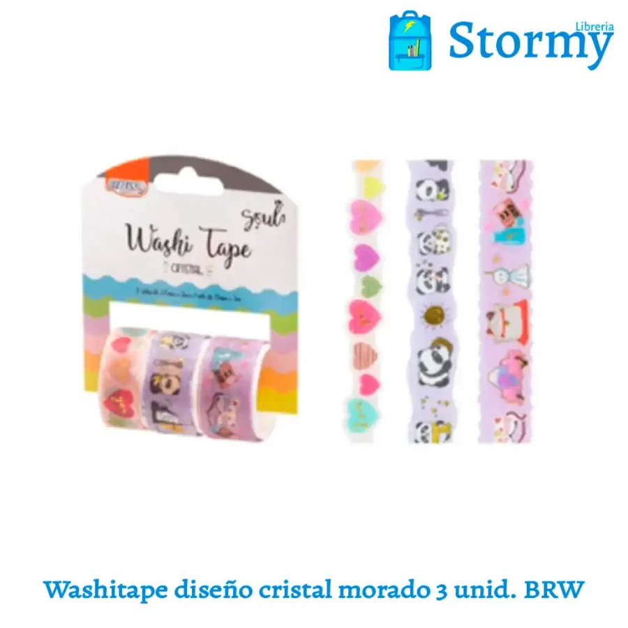 washitape diseño cristal morado 3 unid BRW