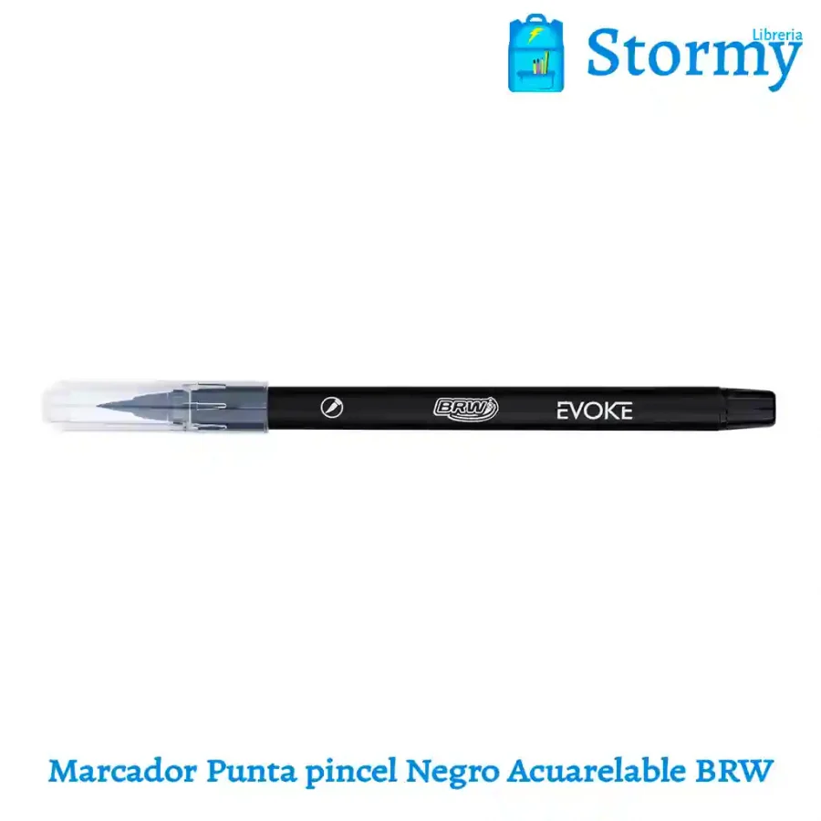 marcador punta pincel negro acuarelable brw