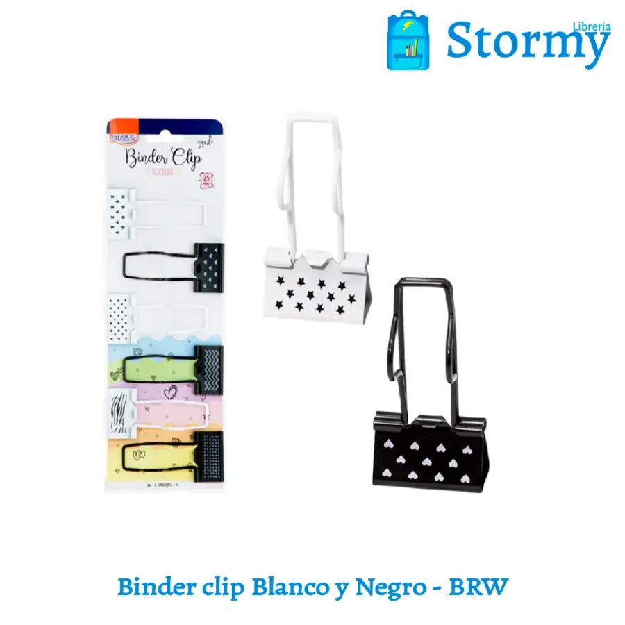 Binder clip blanco y negro brw