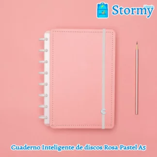 cuaderno inteligente de discos rosa pastel a5