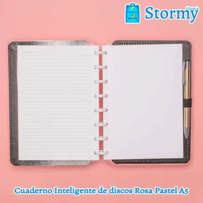 cuaderno inteligente de discos rosa pastel a51