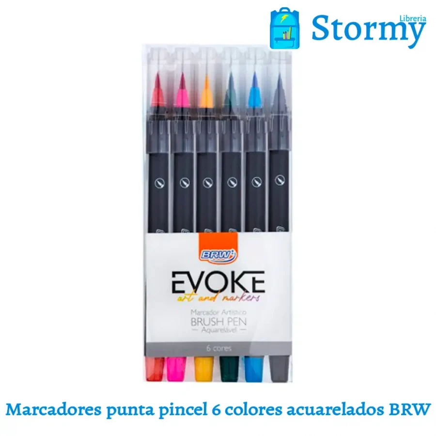 Marcadores punta pincel 6 colores acuarelables BRW