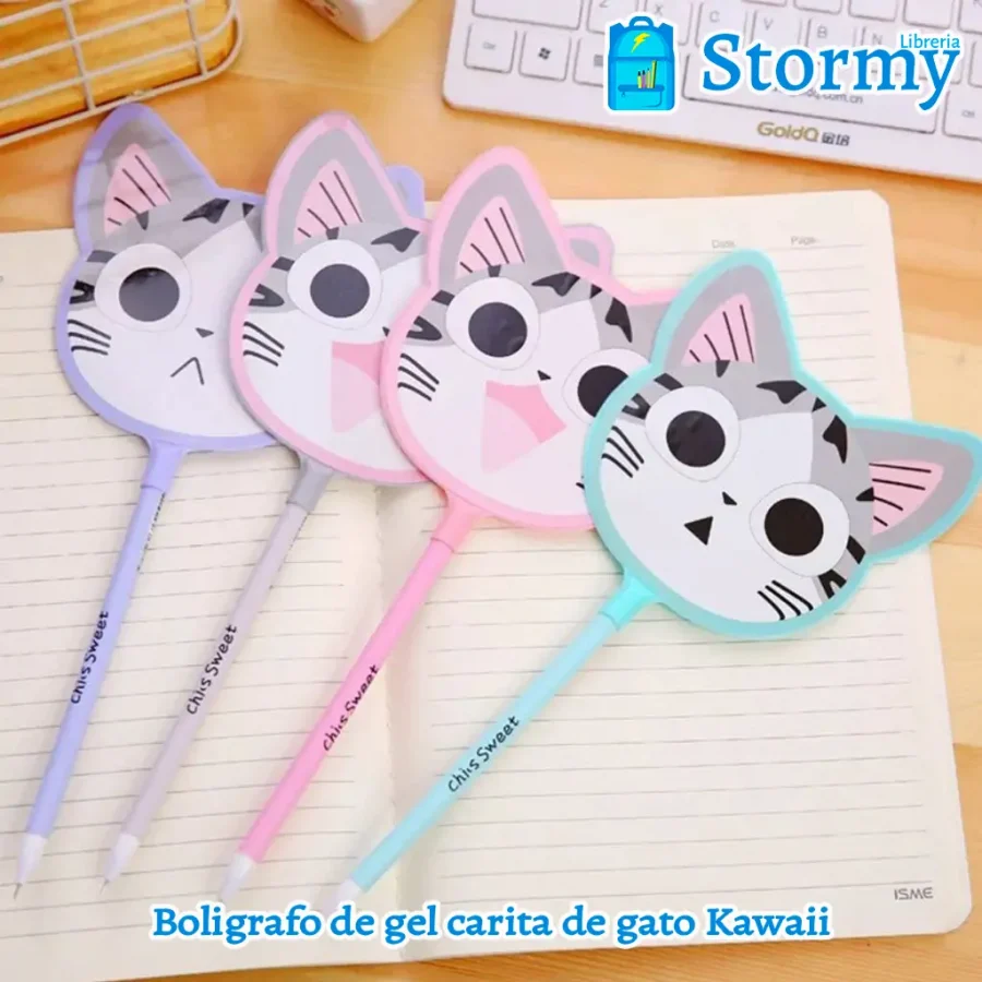 Boligrafo de gel carita de gato kawaii3