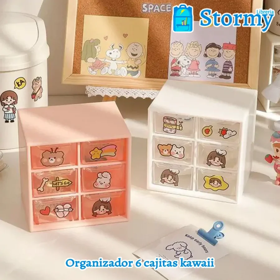 organizador 6 cajitas kawaii