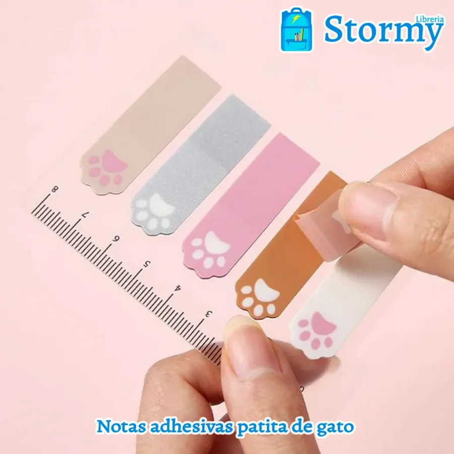 notas adhesivas patita de gato