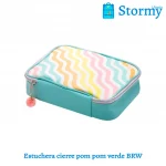 estuchera cierre pom pom verde brw