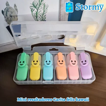 mini resaltadores carita feliz kawaii