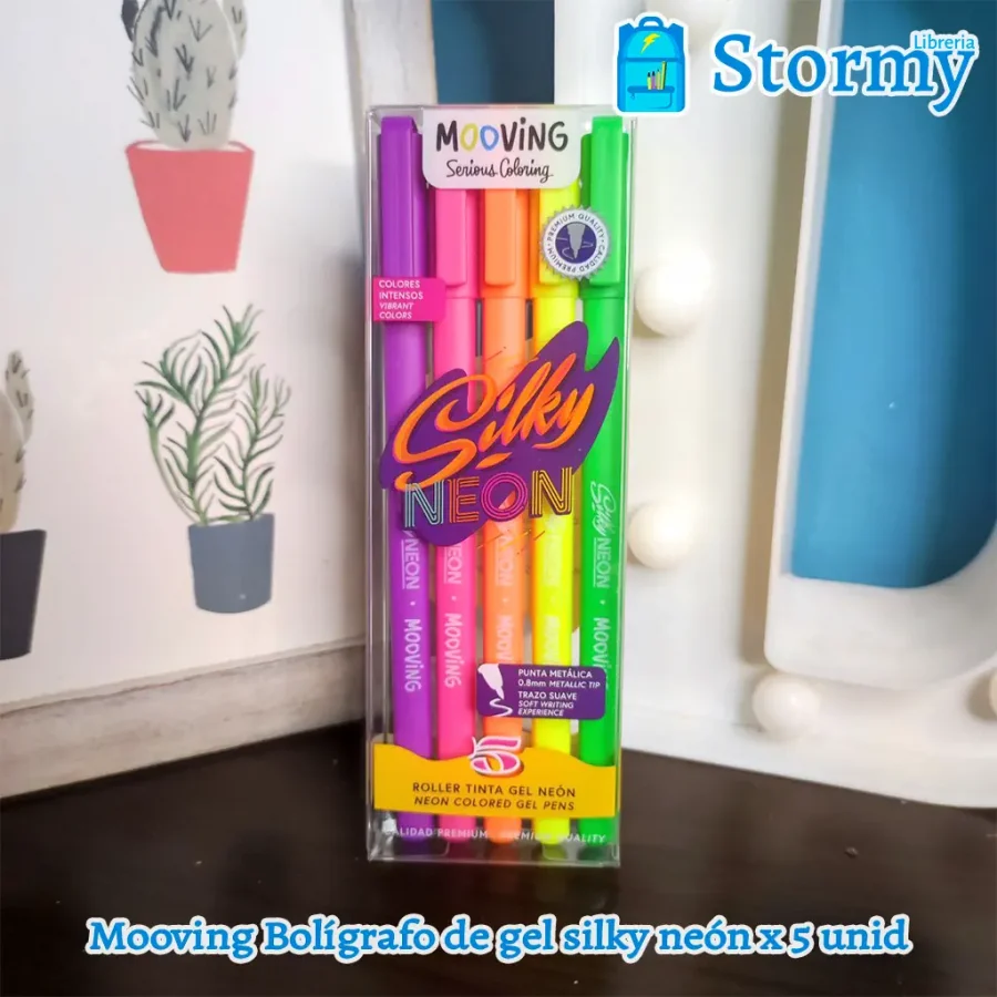 mooving boligrafo de gel silky neon x 5 unid