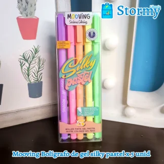 mooving bolígrafo de gel silky pastel x 5 unid