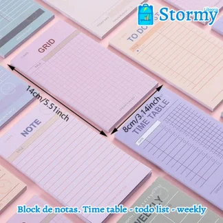 block de notas time table todo list weekly