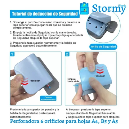 perforadora 6 orificios para hojas a4 b5 y a52