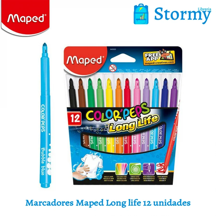 marcadores maped long life 12 unidades