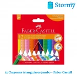 12 crayones triangulares jumbo faber castell