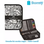 estuche kit escolar negro faber castell