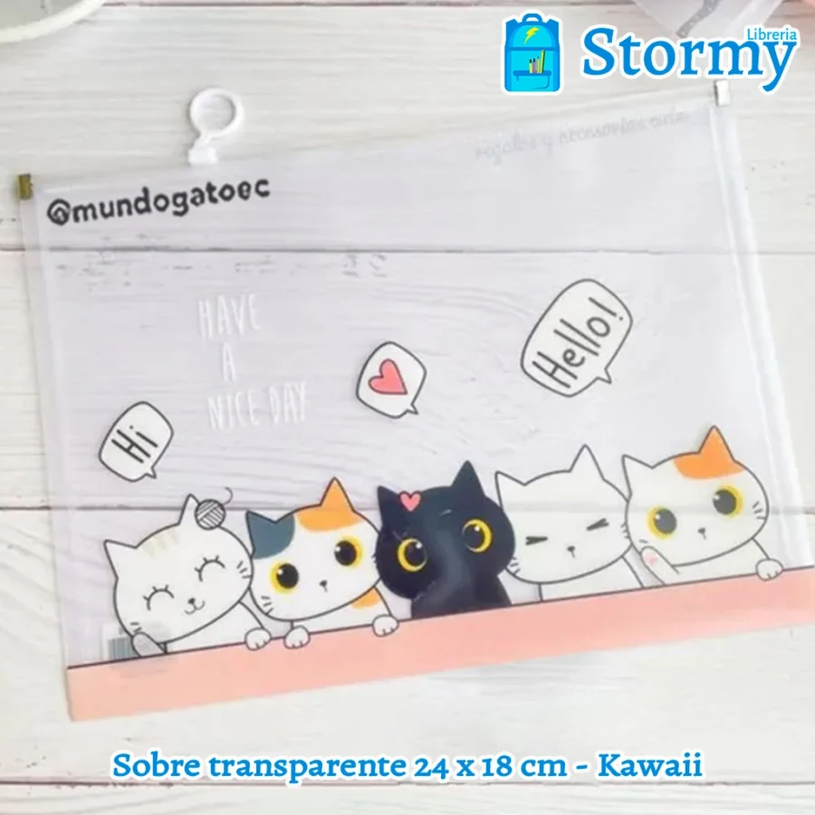 Sobre Transparente 24 X 18 Cm Kawaii