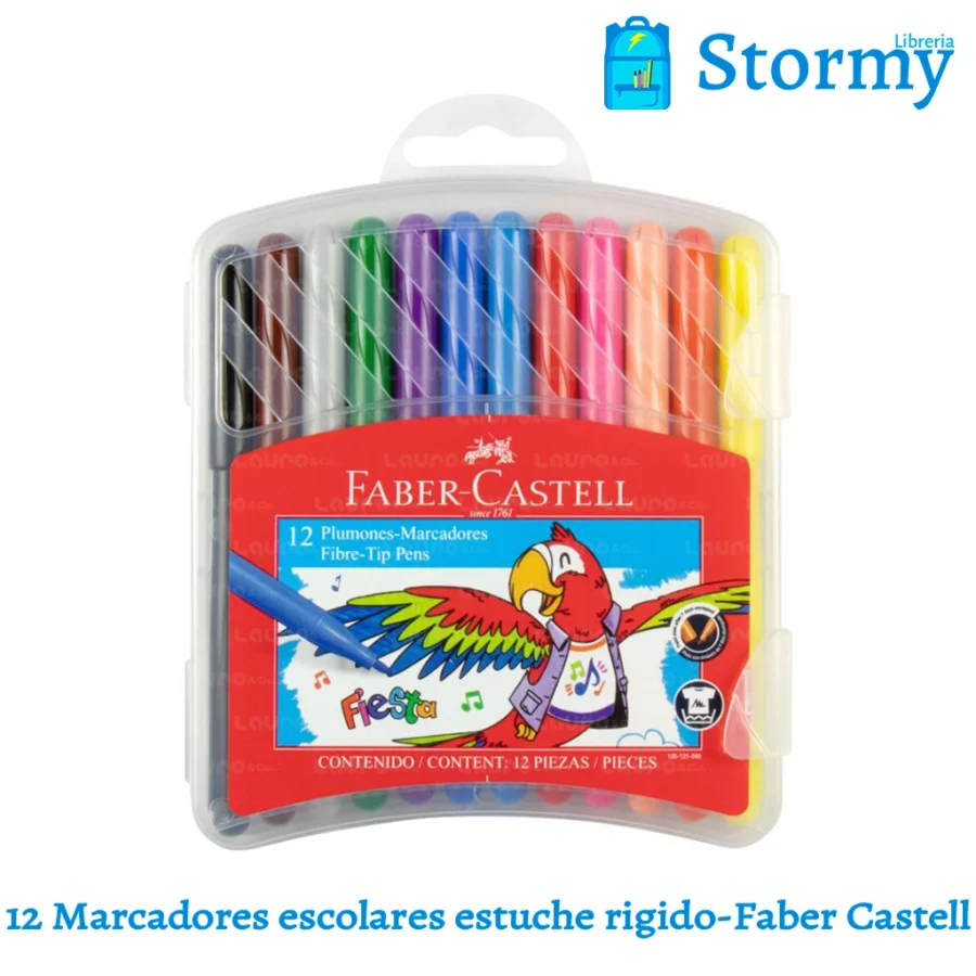 12 Marcadores Escolares Estuche Rigido Faber Castell