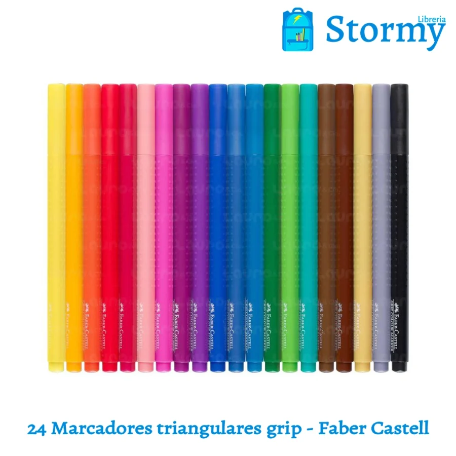 24 Marcadores Triangulares Grip Faber Castell1