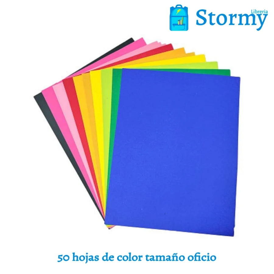 50 Hojas De Color Tamaño Oficio