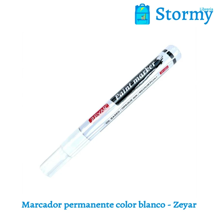 Marcador Permanente Color Blanco Zeyar