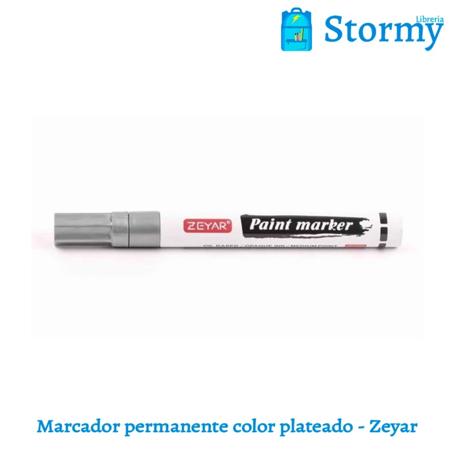 Marcador Permanente Color Plateado Zeyar