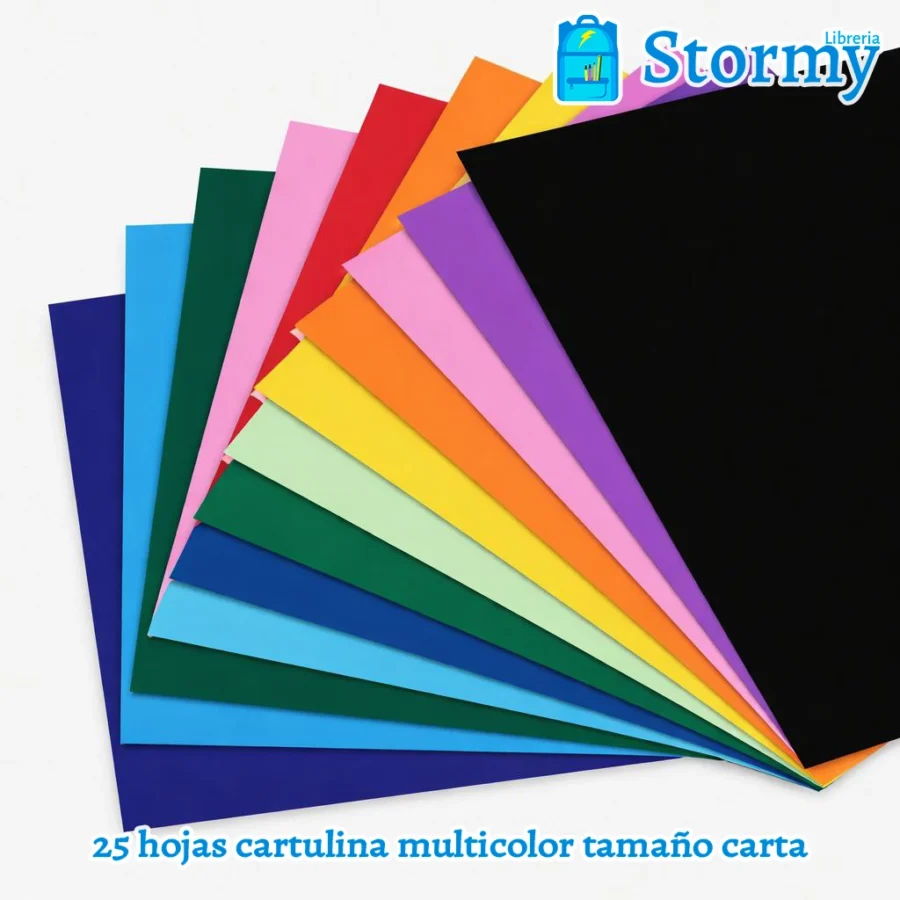 25 hojas cartulina multicolor tamaño carta