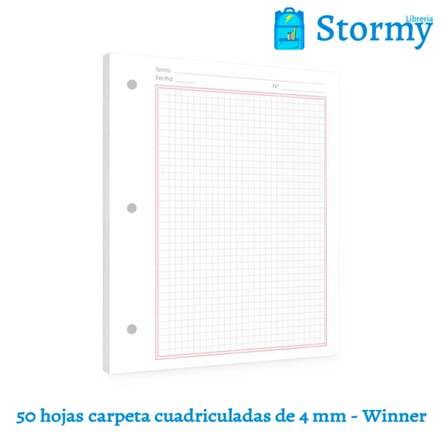 50 hojas carpeta cuadriculadas de 4 mm winner