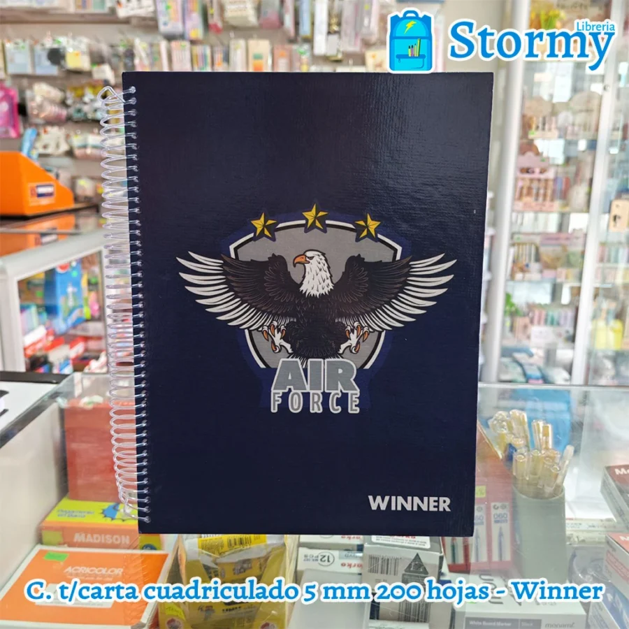 Cuaderno tamaño carta cuadriculado 200 hojas winner