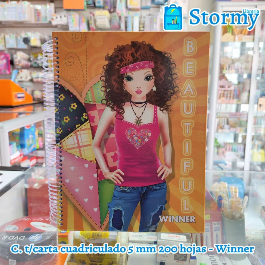 Cuaderno tamaño carta cuadriculado 200 hojas winner4