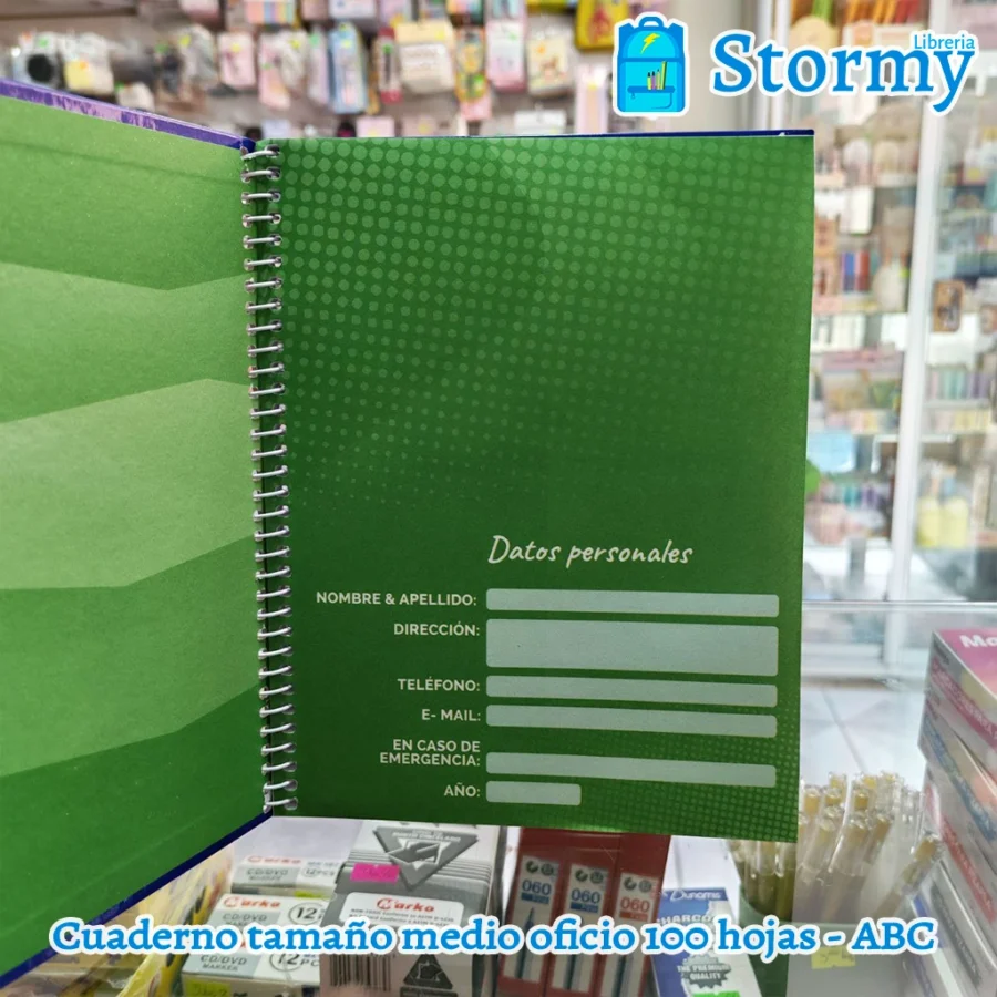 Cuaderno tamaño medio oficio 100 hojas abc1