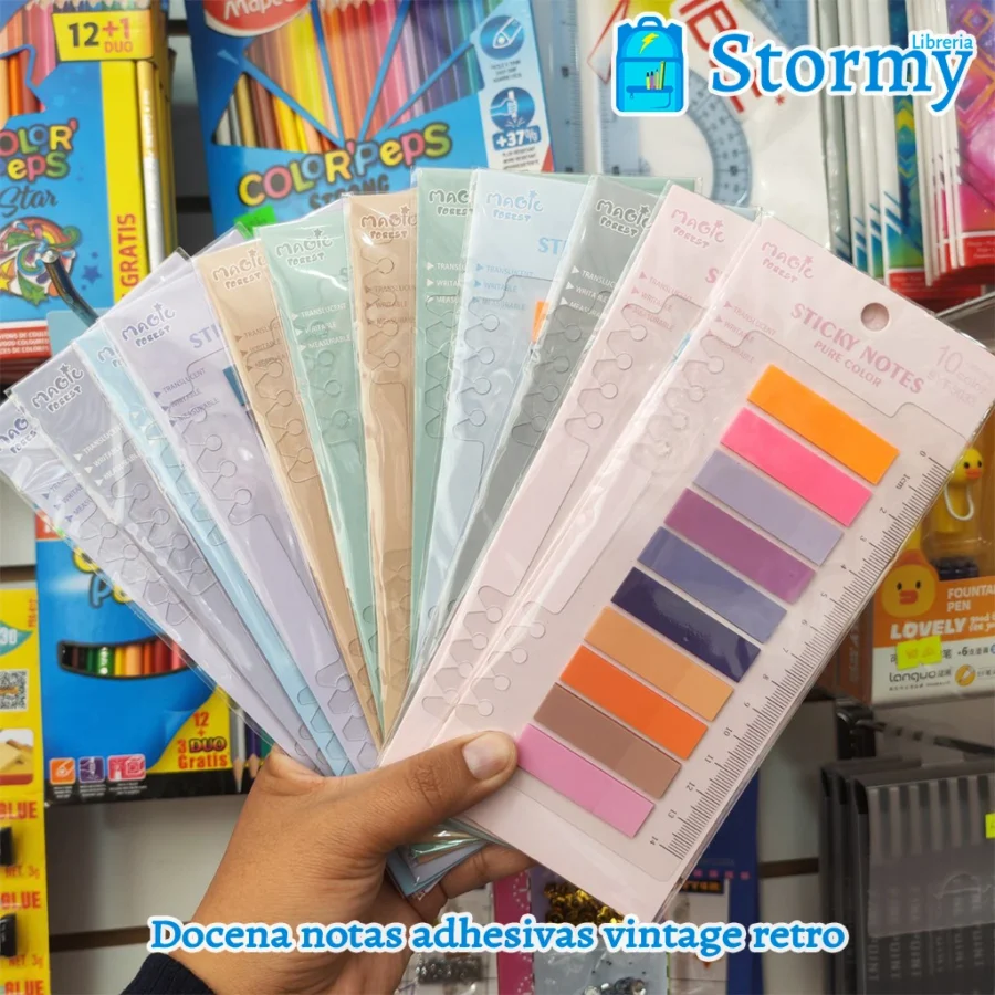 Docena notas adhesivas vintage retro