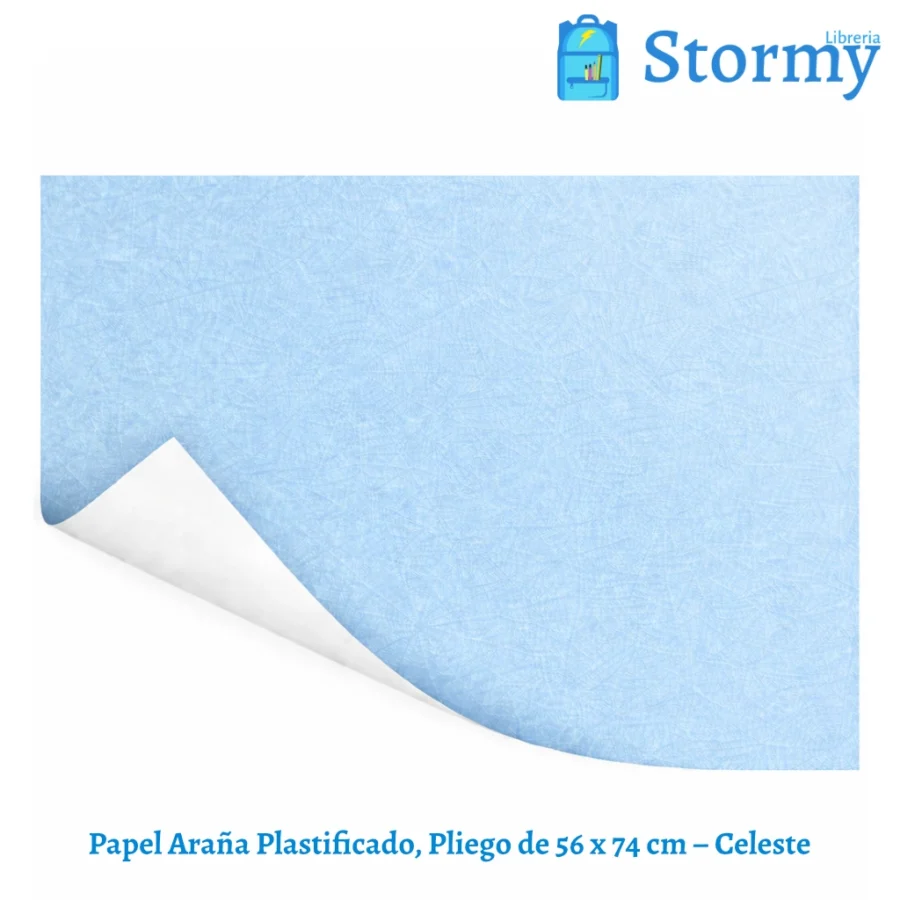 Papel araña plastificado color celeste 56x74 cm