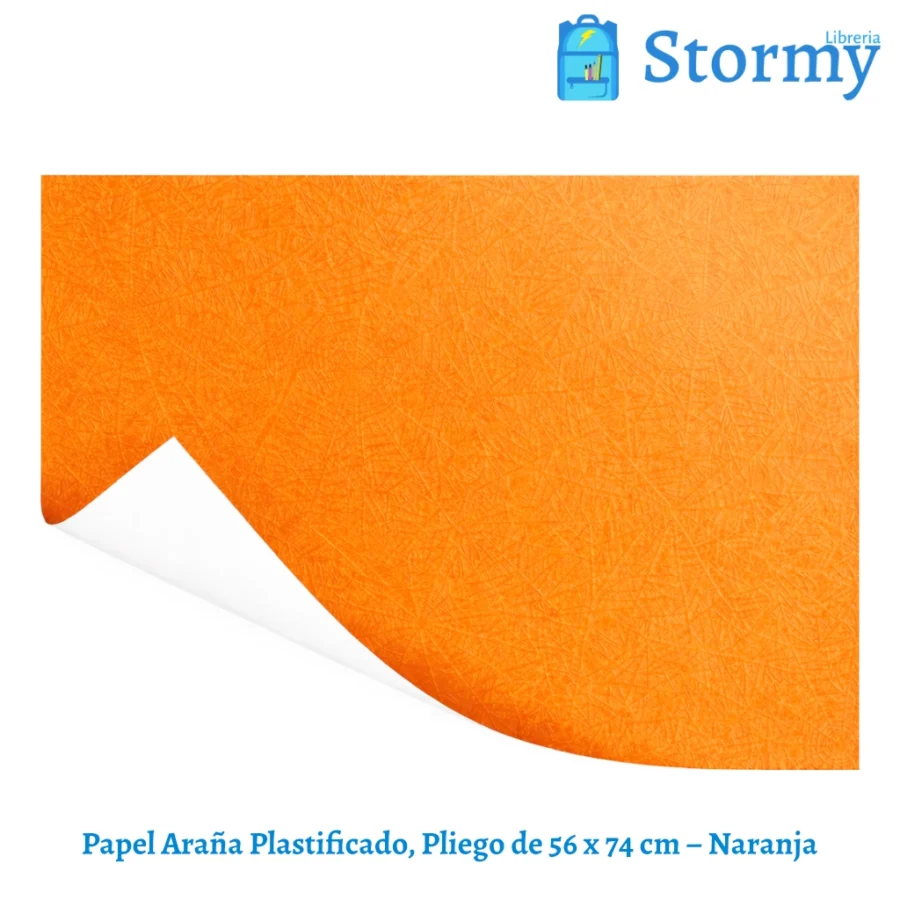 Papel araña plastificado color naranja 56x74 cm