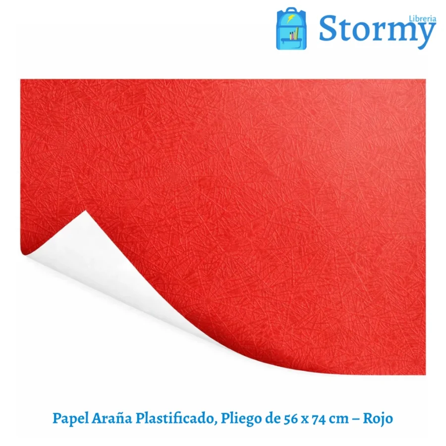 Papel araña plastificado color rojo 56x74 cm