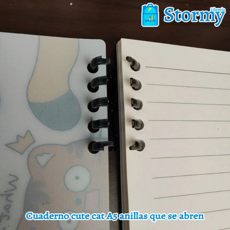 Cuaderno cute cat a5 anillas que se abren5
