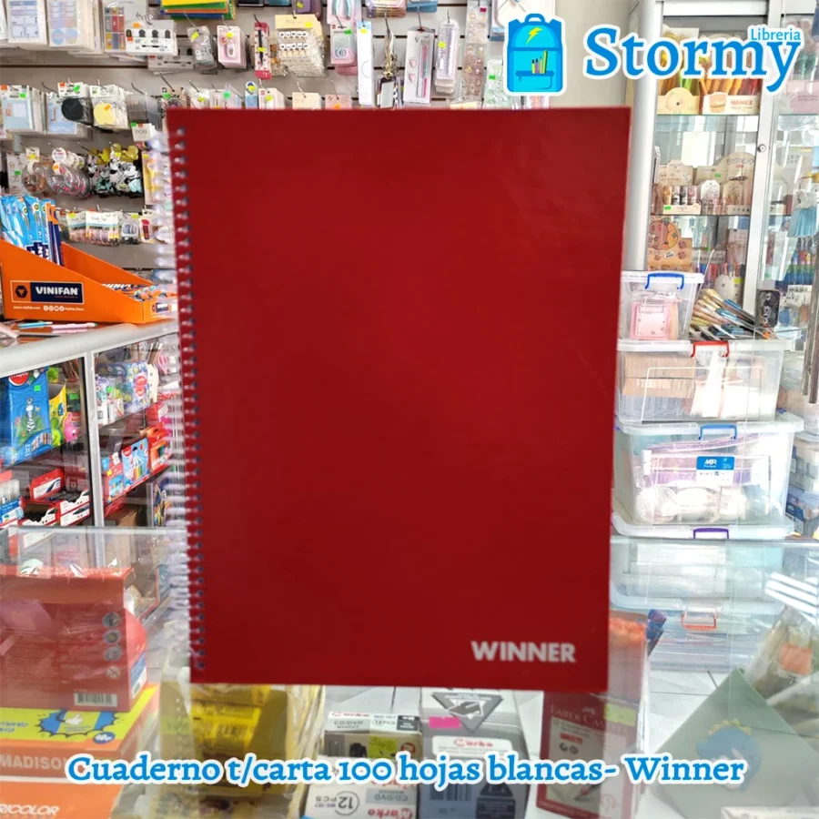 Cuaderno tamaño carta 100 hojas blancas winner